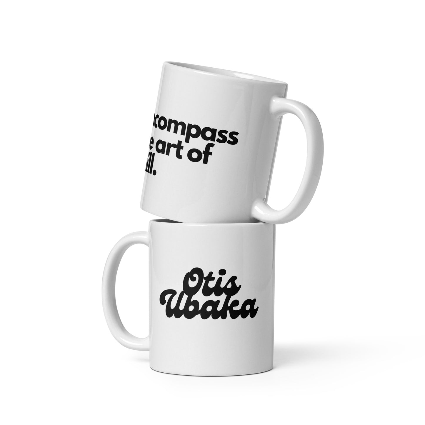 Otis Ubaka Logo + Slogan White glossy mug
